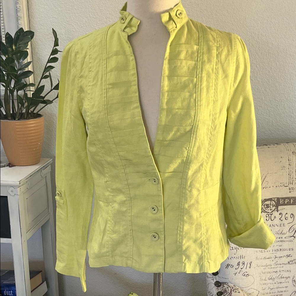 NWOT Lime Green Button-Up Jacket - Picture 8 of 10